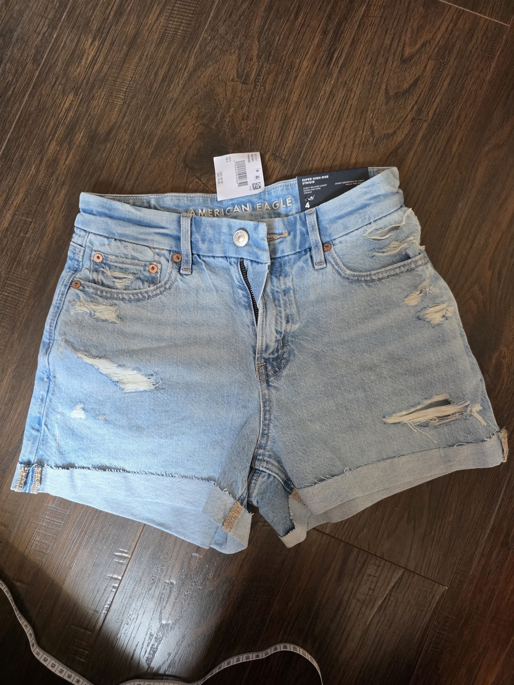 American Eagle Outfitters Light Blue Distressed Denim Shorts